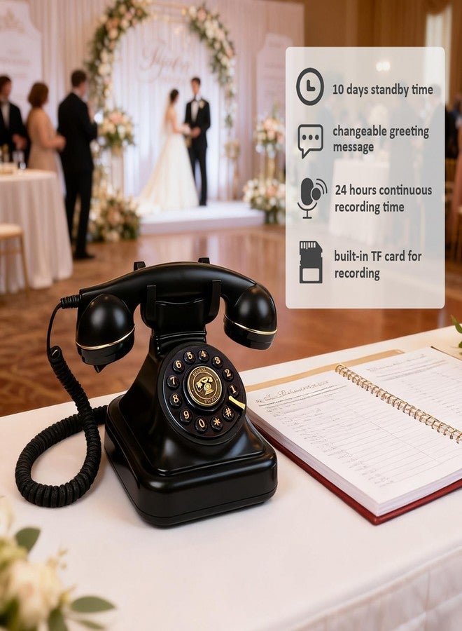 TelPal Audio Guest Book Wedding Phone, Vintage Telephone Recorder Wedding Guest Book, Retro Voice Recording Phone for Birthdays Party/Graduation/Baby Shower/Retirement/Special Occasions (Black) - Image 5